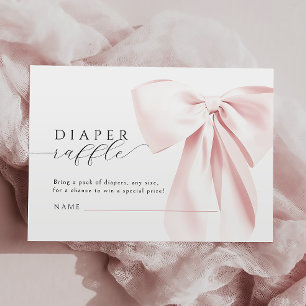 Roze Bow Baby shower Luier Raffle Informatiekaartje