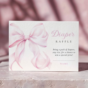 Roze Bow Baby shower Luier Raffle Informatiekaartje