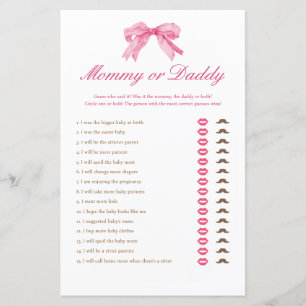 Roze Bow Baby shower Mama of Daddy Game