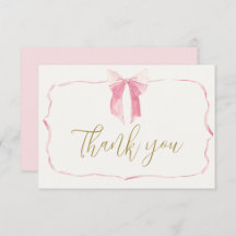 Roze Bow Baby shower Meisje Dank u Kaart
