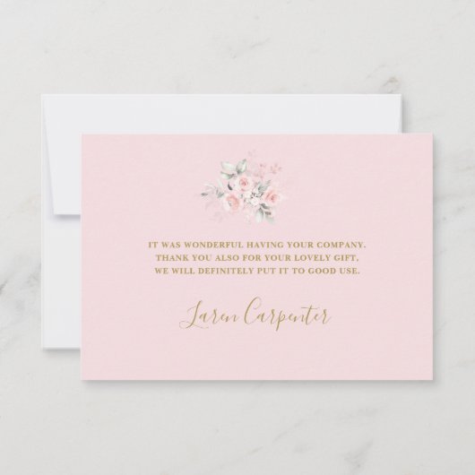 Roze Bow Baby shower Meisje Dank u Kaart (Achterkant)