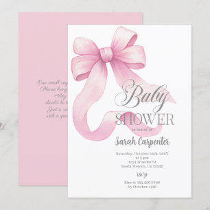 Roze Bow Baby shower Meisje Invitation Kaart