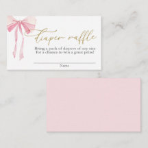 Roze Bow Baby shower Meisje Luier Raffle