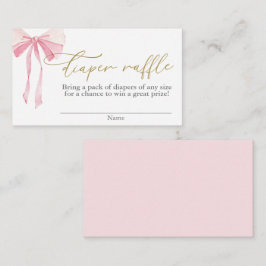 Roze Bow Baby shower Meisje Luier Raffle Informatiekaartje