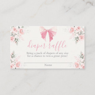 Roze Bow Baby shower Meisje Luier Raffle Kaart