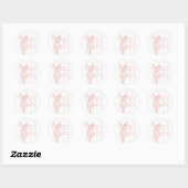 Roze Bow Baby shower Minimalistische Waterverf lin Ronde Sticker (Vel)
