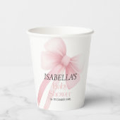 Roze Bow Baby shower Papieren Bekers (Achterkant)