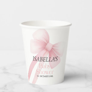 Roze Bow Baby shower Papieren Bekers