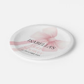 Roze Bow Baby shower Papieren Bordje (Gekanteld)