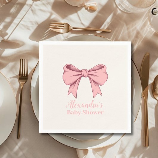 Roze Bow Baby shower Servet