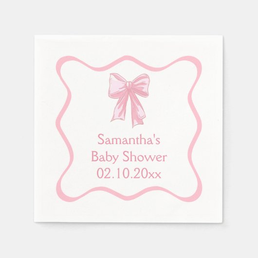 Roze Bow Baby shower Servet (Voorkant)