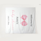 Roze Bow Baby shower Wandkleed (Voorkant (horizontaal))