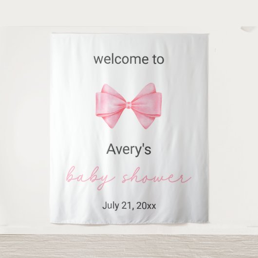 Roze Bow Baby shower Wandkleed (Voorkant)