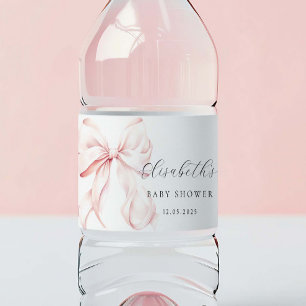 Roze Bow Baby shower Waterfles Etiket