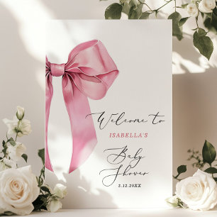 Roze Bow Baby shower Welkom Poster