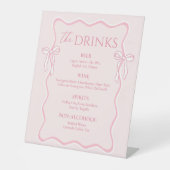 Roze Bow Bar Drink Menu Reclamebord Met Voetstuk (Voorkant)