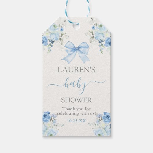 Roze Bow Beer Baby shower Boy Gift Label Cadeaulabel (Voorkant)