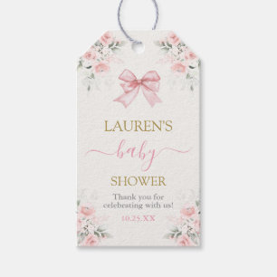 Roze Bow Beer Baby shower Meisje Gift Label Cadeaulabel