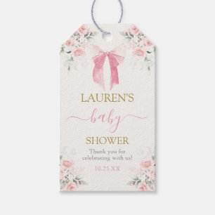 Roze Bow Beer Baby shower Meisje Gift Label Cadeaulabel