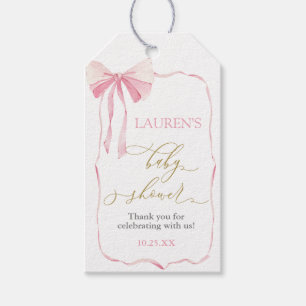 Roze Bow Beer Baby shower Meisje Gift Label Cadeaulabel