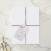 Roze Bow Beer Baby shower Meisje Gift Label Cadeaulabel (Met Touw)