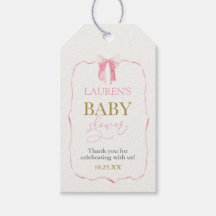 Roze Bow Beer Baby shower Meisje Gift Label