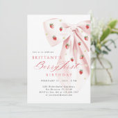 Roze Bow Berry eerste verjaardag Kaart (Staand voorkant)