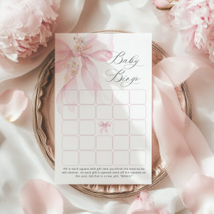 Roze Bow Bloemen Baby Bingo Baby shower Spel