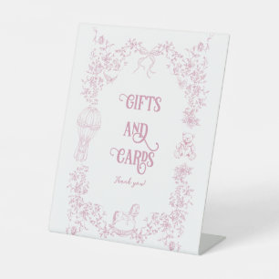 Roze Bow  Bloemen Baby shower Gift Reclamebord Met Voetstuk