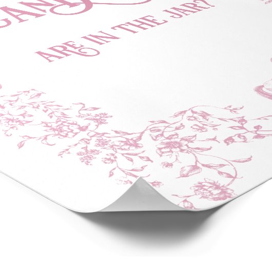 Roze Bow  Bloemen Baby shower Guess Game Poster (Hoek)