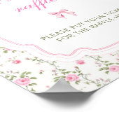 Roze Bow  Bloemen Baby shower Luier Raffle Poster (Hoek)