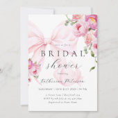 Roze Bow Bloemen Bruids Douche Uitnodiging (Voorkant)