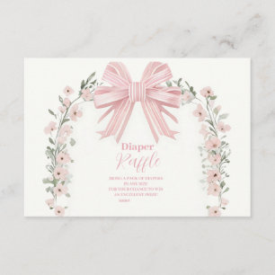 Roze Bow Bloemen Meisje Baby shower Raffle Diapper Informatiekaartje
