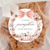 Roze Bow Bloemen Pompoen Baby shower Sticker