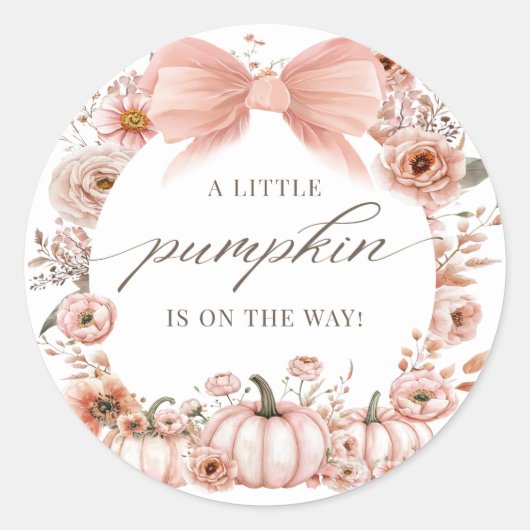 Roze Bow Bloemen Pompoen Baby shower Sticker (Voorkant)