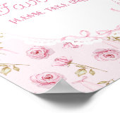 Roze Bow Bloemen Roos  Baby shower Favors Poster (Hoek)
