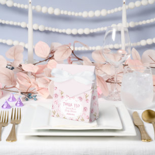 Roze Bow Bloemen Rozen Baby shower Bedankt Bedankdoosjes