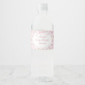 Roze Bow Bloemen Rozen  Baby shower Luier Waterfles Etiket (Voorkant)