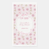 Roze Bow Bloemen Rozen Baby shower Servet (Voorkant)