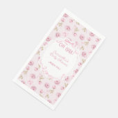 Roze Bow Bloemen Rozen Baby shower Servet (Hoek)