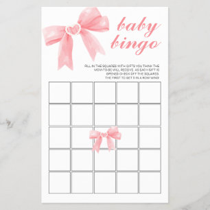 Roze Bow bloemenbingo Baby shower Flyer