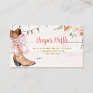 Roze Bow Boots Luier Raffle Kaart
