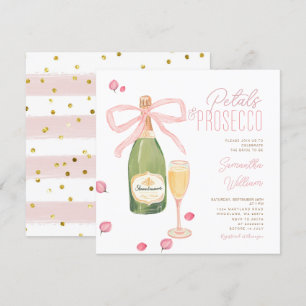 Roze Bow Champagne Brunch Vrijgezellenfeest Uitnod Kaart