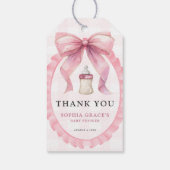Roze Bow Chic Coquette Meisje Baby shower Cadeaulabel (Achterkant)