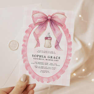 Roze Bow Chic Coquette Meisje Baby shower Kaart