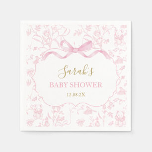 Roze Bow Chinoiserie Baby shower Meisje Servet