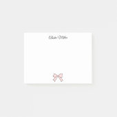 Roze Bow Coquette Aangepaste Naam Stationery Post-it® Notes (Voorkant)