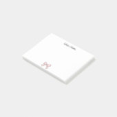 Roze Bow Coquette Aangepaste Naam Stationery Post-it® Notes (Schuin)
