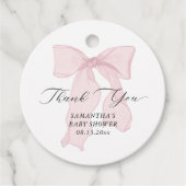 Roze Bow Coquette Baby shower Bedankjes Labels (Voorkant)