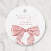 Roze Bow Coquette Baby shower Bedankjes Labels (Voorkant)